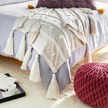 Ivory Throw With Big Tassels