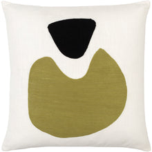  Ivory, Black & Green Pillow Cover