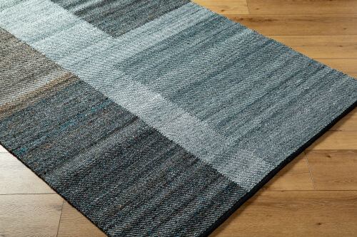 Gray, Blue & Black Outdoor & Indoor Rug