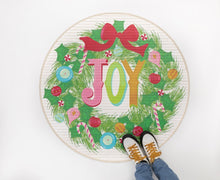  Christmas Joy Round Bamboo Floor Mat, 36" Round