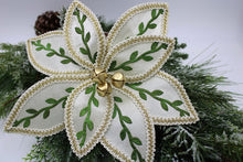  Ivory & Green Poinsettia Stem, 16" Tall