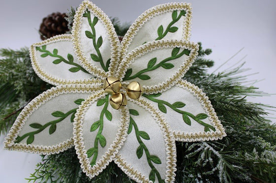 Ivory & Green Poinsettia Stem, 16" Tall