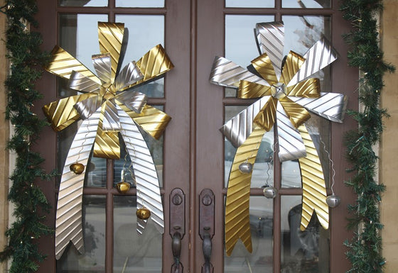 Gold & Silver Metal Bow Door Décor, 39" High