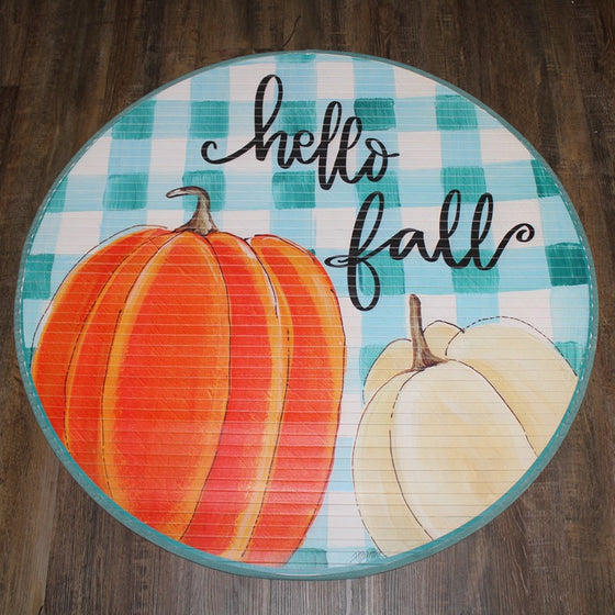 Hello Fall, Pumpkins Bamboo Mat, 36"
