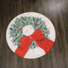 Wreath With Red Bow Round Bamboo Mat, 36" Round