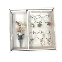  Jeweled and Enameled Wine Stopper and 6 Charms