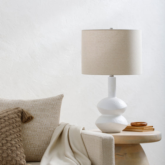 White & Wheat Linen Shade Table Lamp