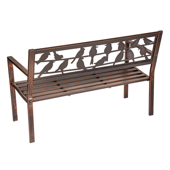 Garden Metal Bench, Birds on a Wire, 48.5" Width