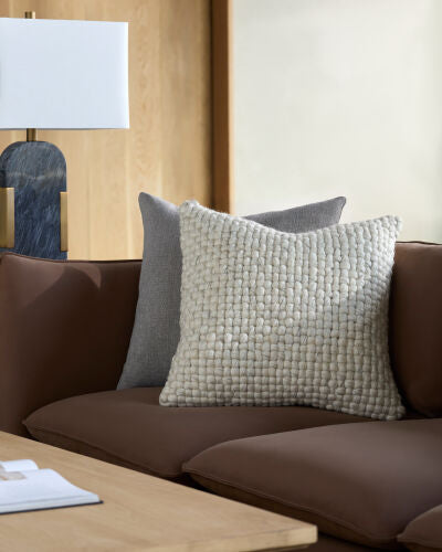 Knife Edge Taupe/Ivory Pillow