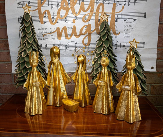 Gold Leafed Nativity, Set 3, 14" Tall
