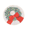 Wreath With Red Bow Round Bamboo Mat, 36" Round