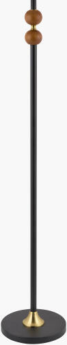 Black, Wood & Linen Modern Floor Lamp
