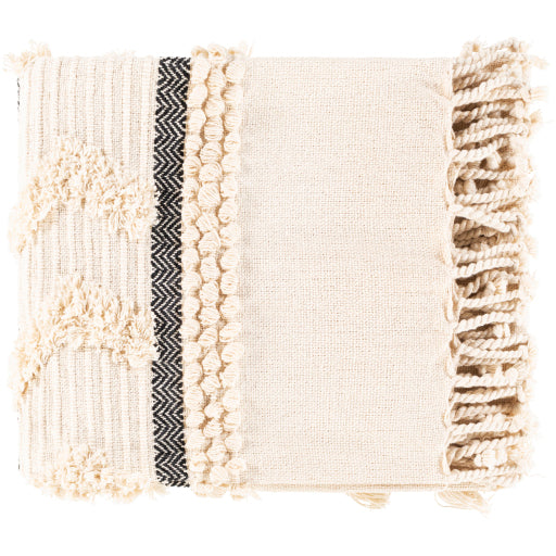 Ivory & Black With Tassels Throw