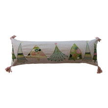  Cotton Printed Lumbar Pillow with Embroidery Tassels, 36" Width