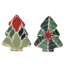  Set 2 Enameled Metal Tree Shape Plates