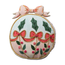  Ornament Shaped Pillow with Embroidery & Velvet Back, 15"