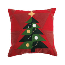  Embroidered Christmas Tree Pillow, 18"