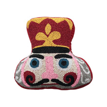  Cotton Blend Beaded Nutcracker Shaped Pillow, 12" Tall