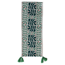  Seasonal Botanical Pattern Table Runner With Tassels, 72"