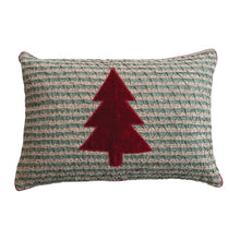  Smocked Lumbar Pillow with Appliqued Velvet Treey & Velvet Piping