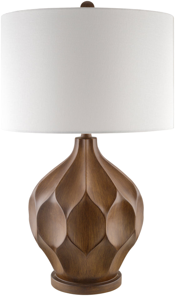 Brown & White Linen Shade Contemporary Table Lamp